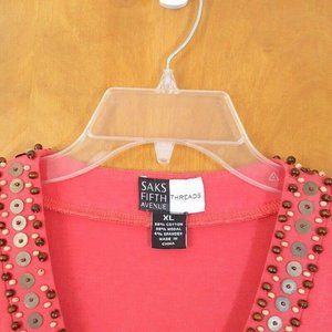 Coral Pullover Beaded Vneck Tank Top
